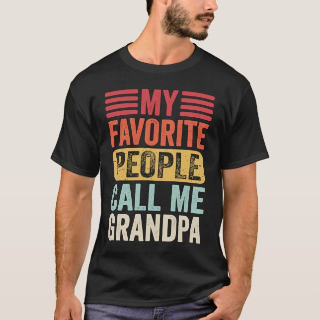 My Favorite People Call Me Grandpa Men Retro Vinta T-Shirt (Front)