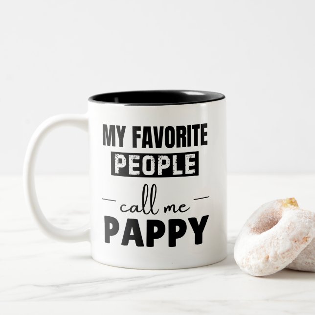 My Favorite People Call Me Pappy Funny Grandpa Two-Tone Coffee Mug (With Donut)