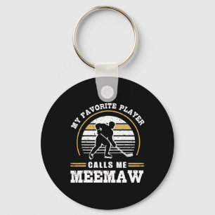 My Favorite Player Calls Me Meemaw Hockey Player L Key Ring
