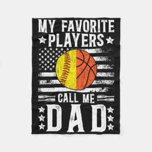 My Favorite Players Call Me Dad Softll Sketll Dad  Fleece Blanket