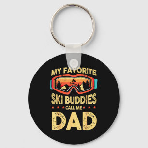 My Favorite Ski Buddies Call Me Dad Skiing Retro D Key Ring
