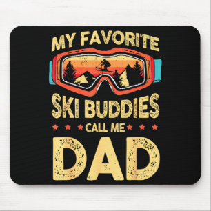 My Favorite Ski Buddies Call Me Dad Skiing Retro D Mouse Pad