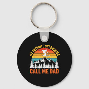 My Favorite Ski Buddies Call Me Dad Vintage Skier Key Ring