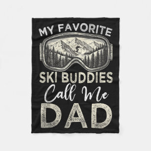 My Favorite Ski Buddies Call Me Dad Vintage Skiing Fleece Blanket