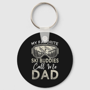 My Favorite Ski Buddies Call Me Dad Vintage Skiing Key Ring