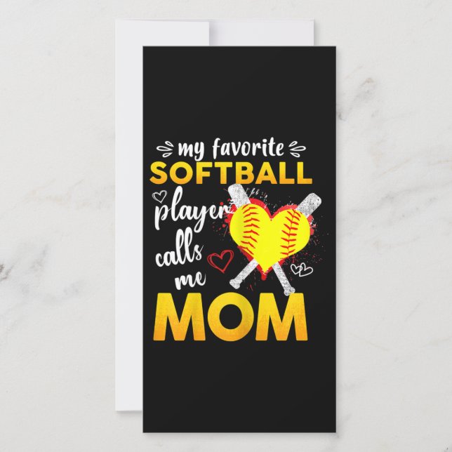 My Favorite Softball Player Calls Me Mom Thank You Card (Front)