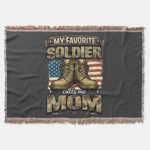 My favorite soldier calls me mom throw blanket