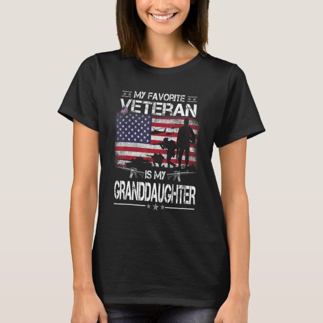 My Favorite Veteran Is My Granddaughter   Flag Vet T-Shirt (Front)