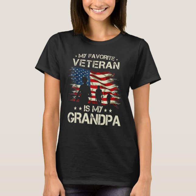 My Favorite Veteran Is My Grandpa American Flag Ve T-Shirt (Front)