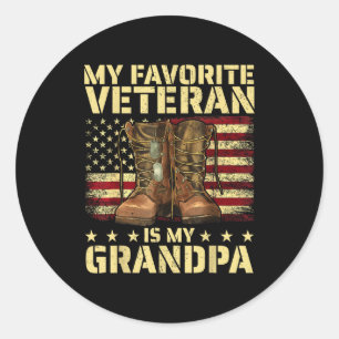 My Favorite Veteran Is My Grandpa Grandfather Vete Classic Round Sticker