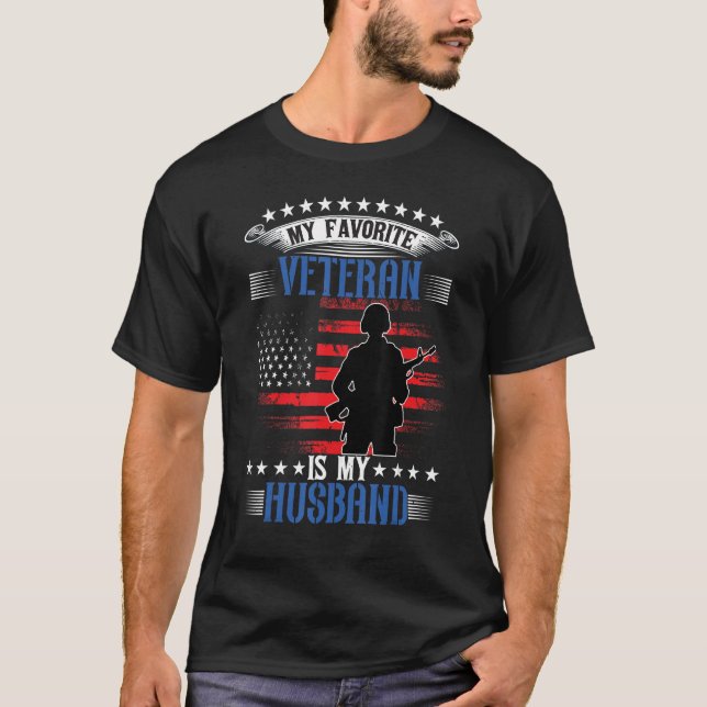 My Favorite Veteran Is My Husband Womens Veterans  T-Shirt (Front)