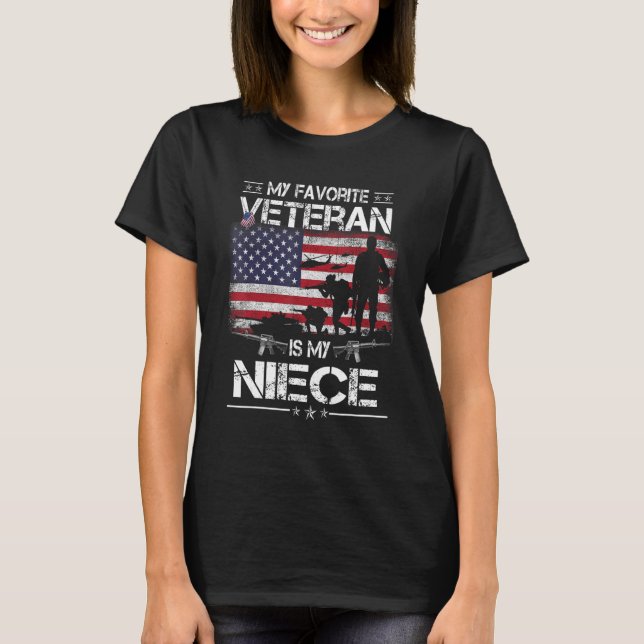My Favorite Veteran Is My Niece   Flag Mother Vete T-Shirt (Front)