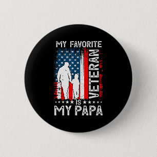 My Favorite Veteran Is My Papa Grandpa Thank You V 6 Cm Round Badge