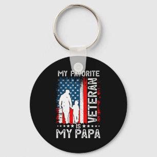 My Favorite Veteran Is My Papa Grandpa Thank You V Key Ring