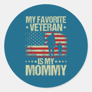 My Favorite Veteran Is Mymommy American Flag Veter Classic Round Sticker