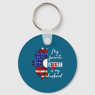 My favorite veteran my husband sunflower american key ring