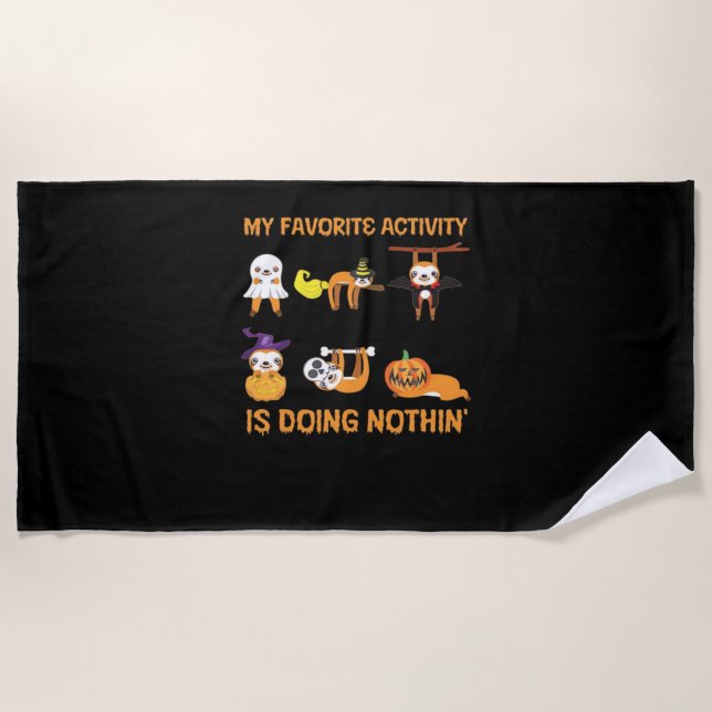 My Favourite Activity Is Doing Nothin' Retro Sloth Beach Towel (Front)
