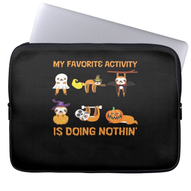 My Favourite Activity Is Doing Nothin' Retro Sloth Laptop Sleeve (Front)