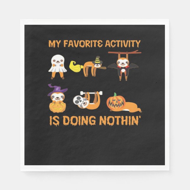 My Favourite Activity Is Doing Nothin' Retro Sloth Napkin (Front)