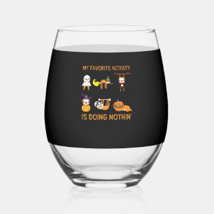 My Favourite Activity Is Doing Nothin' Retro Sloth Stemless Wine Glass