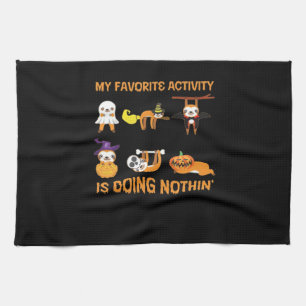 My Favourite Activity Is Doing Nothin' Retro Sloth Tea Towel