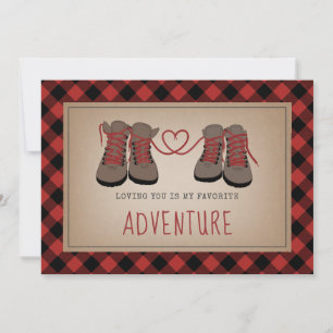 My Favourite Adventure Love Hiking Boots Valentine Invitation