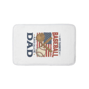 My Favourite Baseball Player Calls Me Dad Vintage Bath Mat