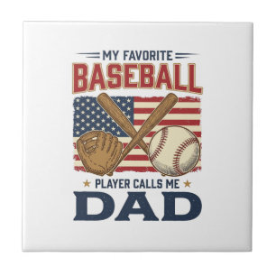 My Favourite Baseball Player Calls Me Dad Vintage Ceramic Tile