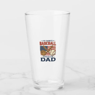 My Favourite Baseball Player Calls Me Dad Vintage Glass