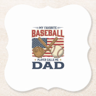 My Favourite Baseball Player Calls Me Dad Vintage Paper Coaster