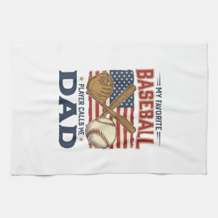 My Favourite Baseball Player Calls Me Dad Vintage  Tea Towel