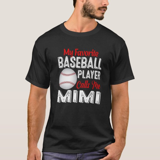 My Favourite Baseball Player Calls Me Mimi Retro S T-Shirt (Front)