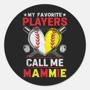 My Favourite Baseball Softball Players Call Me Mam Classic Round Sticker