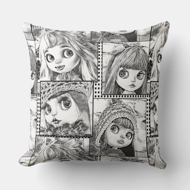 My favourite black and white patchwork dolls  cushion (Front)