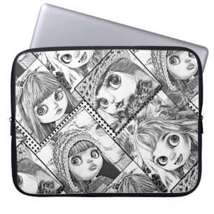 My favourite black and white patchwork dolls laptop sleeve