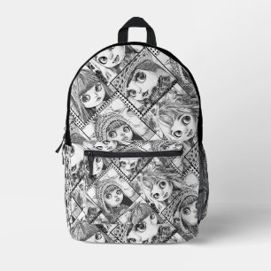 My favourite black and white patchwork dolls printed backpack