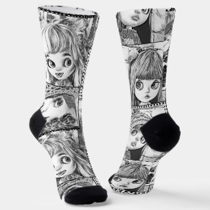 My favourite black and white patchwork dolls socks