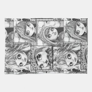 My favourite black and white patchwork dolls tea towel