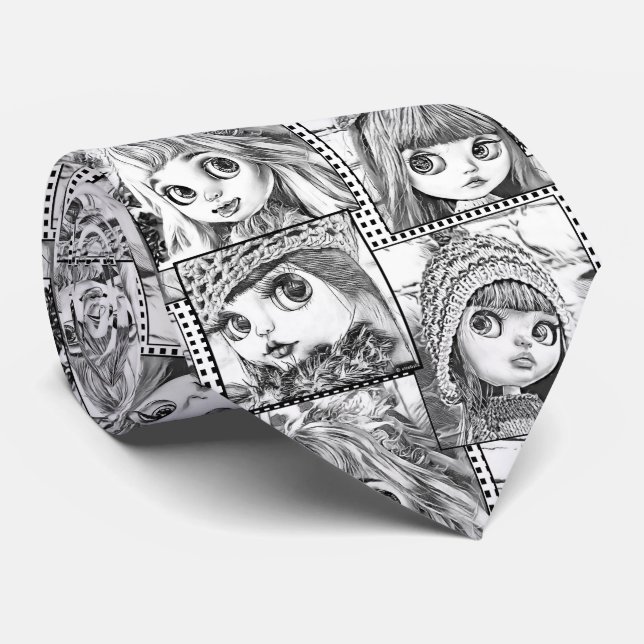 My favourite black and white patchwork dolls  tie (Rolled)