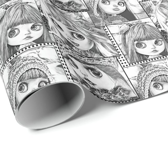 My favourite black and white patchwork dolls  wrapping paper (Roll Corner)