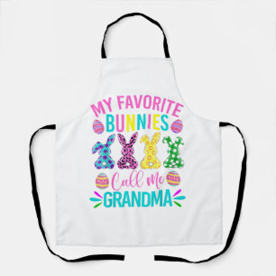 My Favourite Bunnies Call Me Grandma Shirt Cute Ea Apron