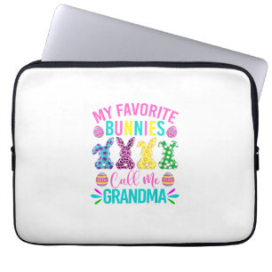 My Favourite Bunnies Call Me Grandma Shirt Cute Ea Laptop Sleeve