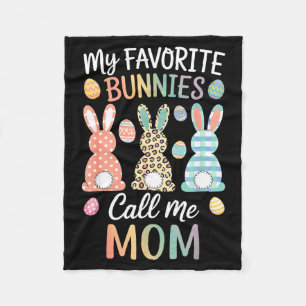 My Favourite Bunnies Call Me Mum Cute Easter Bunny Fleece Blanket