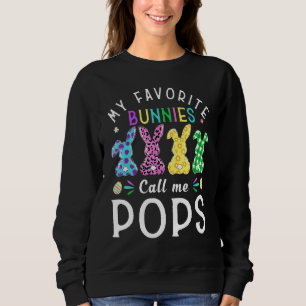 My Favourite Bunnies Call Me Pops Bunny Egg Leopar Sweatshirt