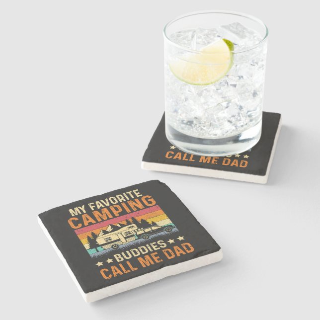 My Favourite Camping - Buddies Call Me Dad Stone Coaster (Side)