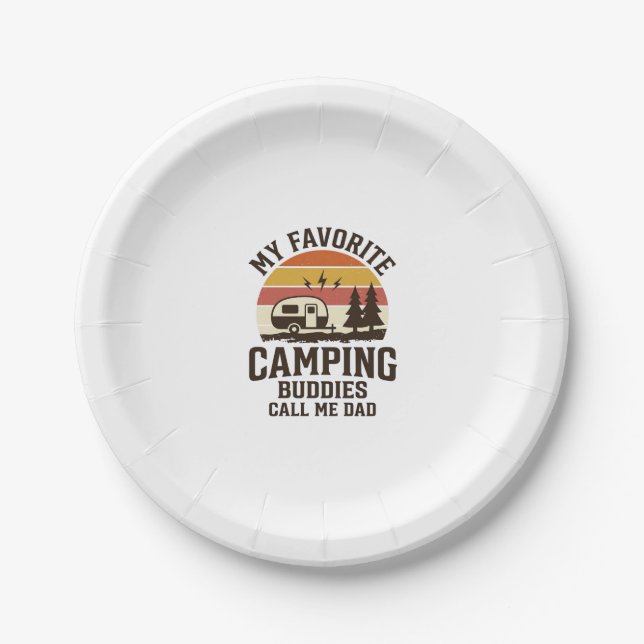 My Favourite Camping Buddies Call Me Dad Vector De Paper Plate (Front)