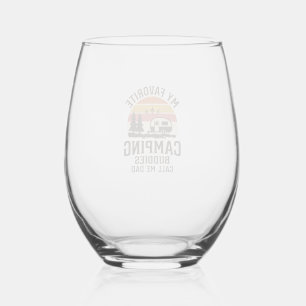 My Favourite Camping Buddies Call Me Dad Vector De Stemless Wine Glass
