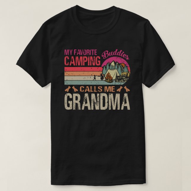 My Favourite Camping Buddies Call Me Grandma Vinta T-Shirt (Design Front)