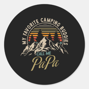 My Favourite Camping Buddies Call Me Papa Vintage Classic Round Sticker