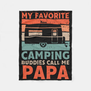 My Favourite Camping Buddies Call Me Papa Vintage Fleece Blanket